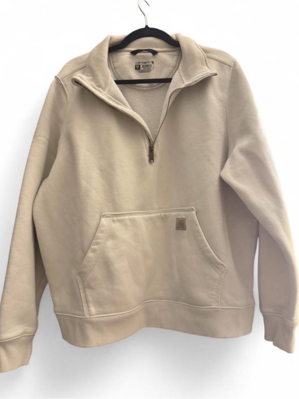Carhartt Relaxed Fit Quarter Zip Sweatshirt Beige XXL (20)
